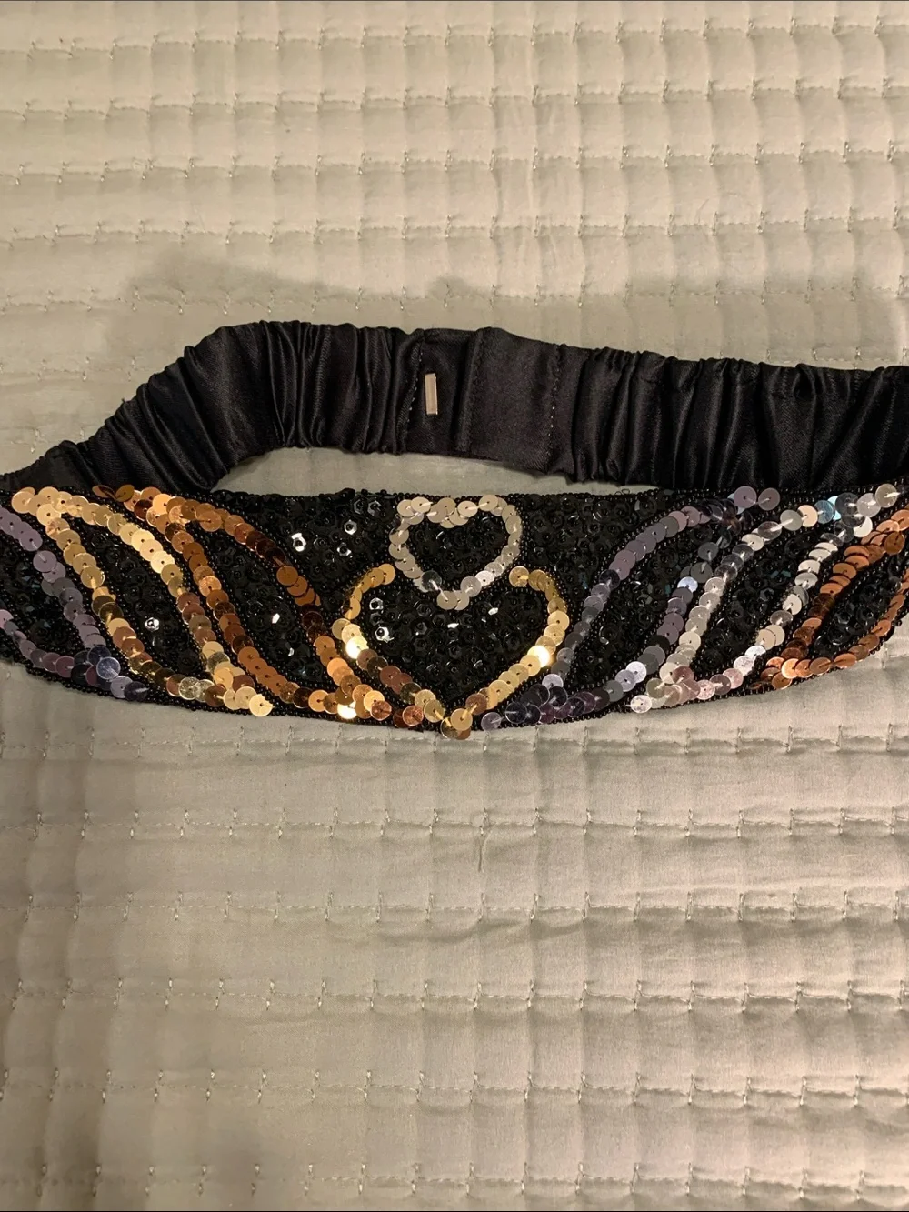 Milor Vintage sequins & Beads Wide Belt Like NEW Copper Silver Gold Size S-M